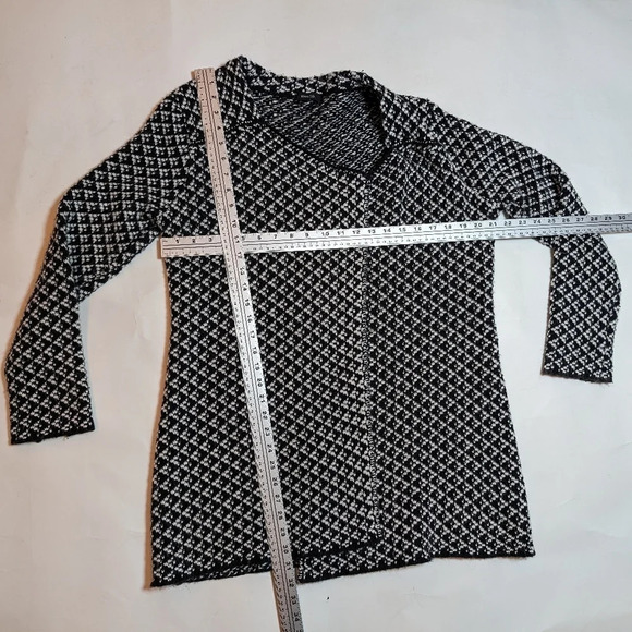 RW&Co Black & White Wool Blend  Open Front Cardigan Sweater Woman's Large - Picture 3 of 9